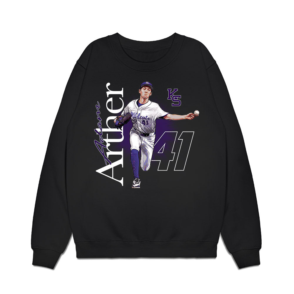 Kansas State - NCAA Baseball : Adam Arther - Caricature Premium Crewneck Sweatshirt-0