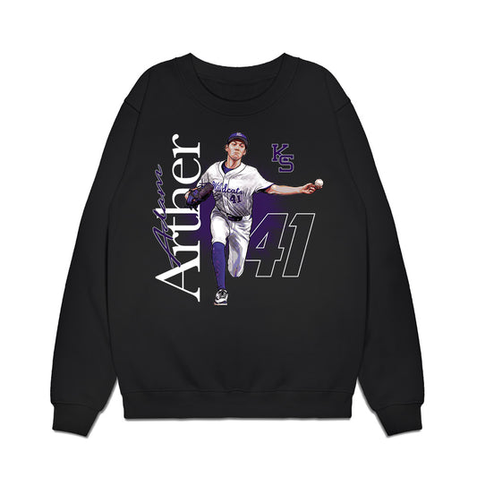 Kansas State - NCAA Baseball : Adam Arther - Caricature Premium Crewneck Sweatshirt-0