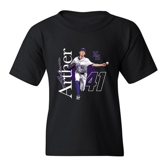 Kansas State - NCAA Baseball : Adam Arther - Caricature Youth T-Shirt-0