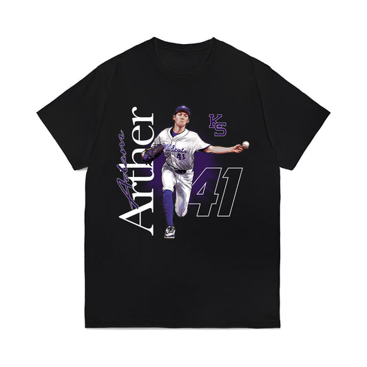 Kansas State - NCAA Baseball : Adam Arther - Caricature Comfort Colors T-Shirt-0