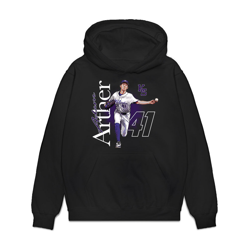 Kansas State - NCAA Baseball : Adam Arther - Caricature Premium Hooded Sweatshirt-0