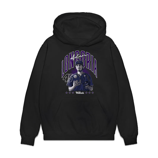 Kansas State - NCAA Baseball : Adan Longoria - Caricature Premium Hooded Sweatshirt-0