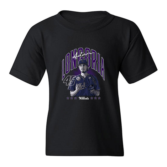 Kansas State - NCAA Baseball : Adan Longoria - Caricature Youth T-Shirt-0