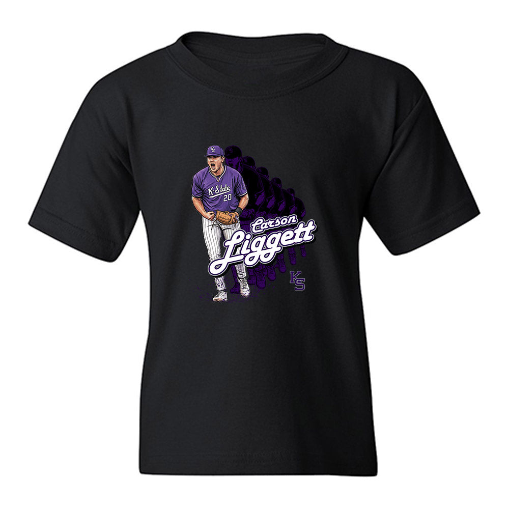 Kansas State - NCAA Baseball : Carson Liggett - Caricature Youth T-Shirt-0
