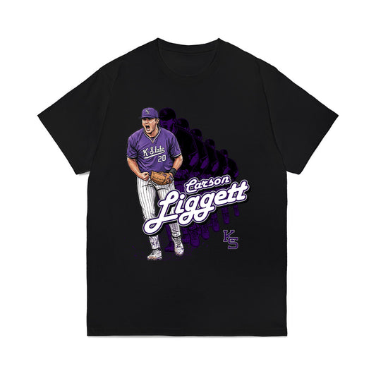 Kansas State - NCAA Baseball : Carson Liggett - Caricature Comfort Colors T-Shirt-0