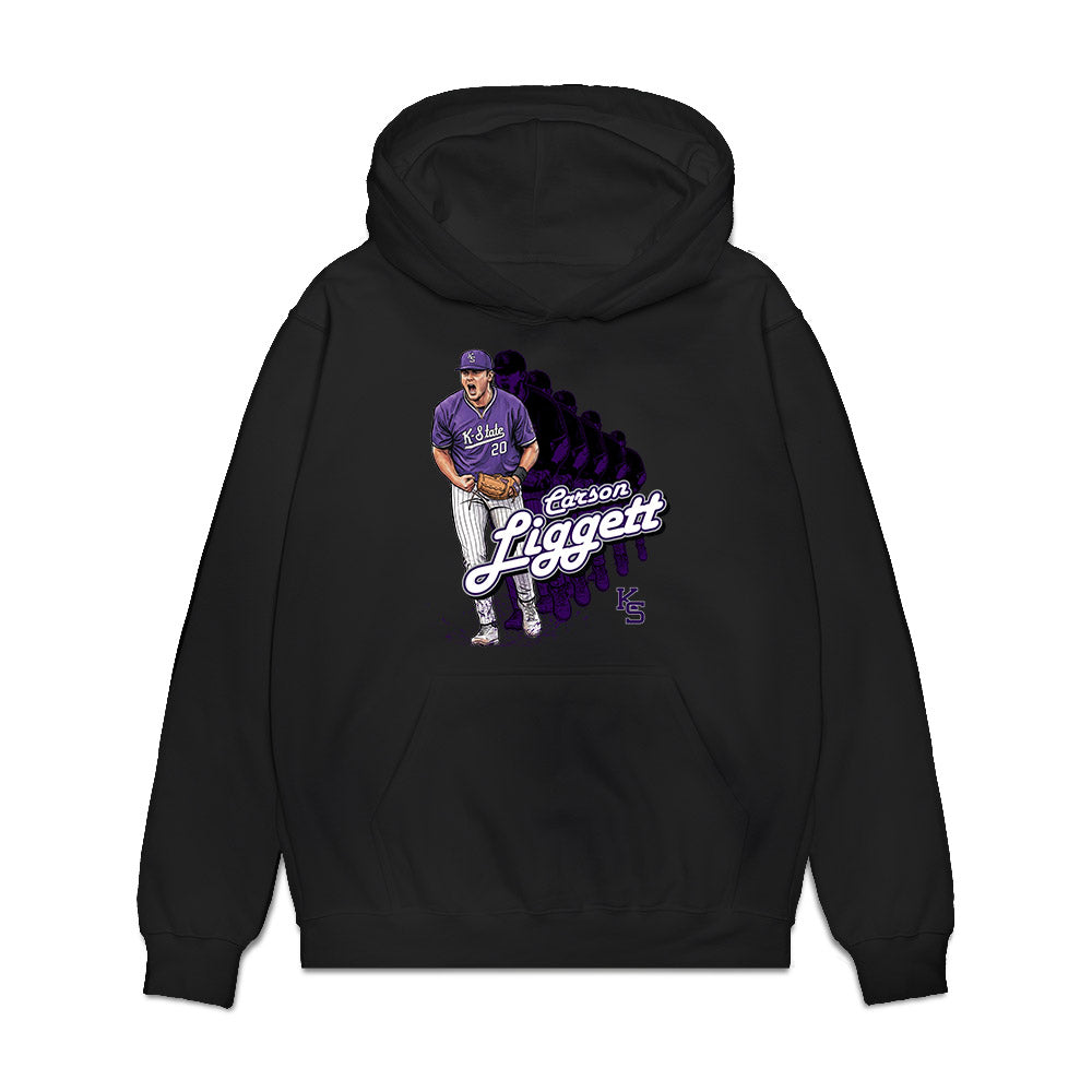 Kansas State - NCAA Baseball : Carson Liggett - Caricature Premium Hooded Sweatshirt-0