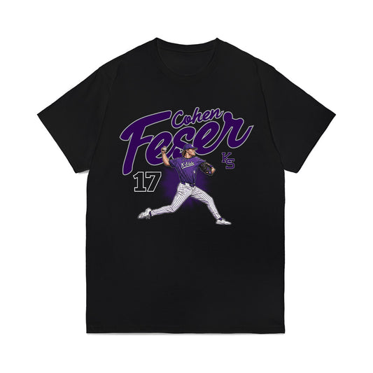 Kansas State - NCAA Baseball : Cohen Feser - Caricature Comfort Colors T-Shirt-0