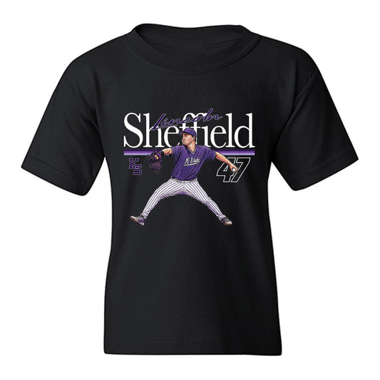 Kansas State - NCAA Baseball : Lincoln Sheffield - Caricature Youth T-Shirt-0