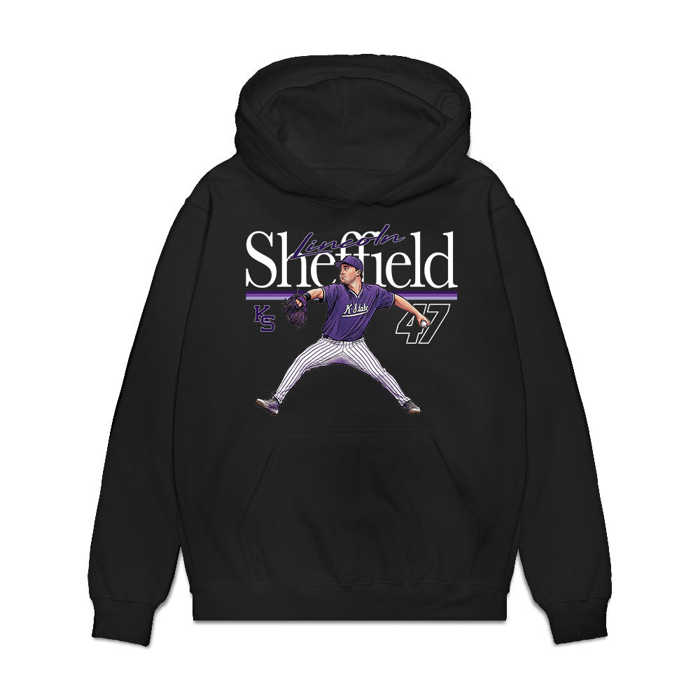 Kansas State - NCAA Baseball : Lincoln Sheffield - Caricature Premium Hooded Sweatshirt-0