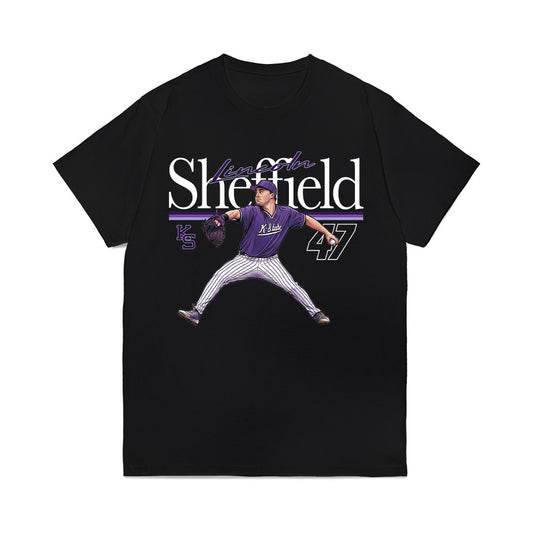 Kansas State - NCAA Baseball : Lincoln Sheffield - Caricature Comfort Colors T-Shirt-0