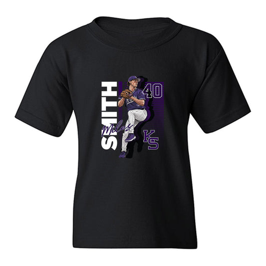 Kansas State - NCAA Baseball : Miles Smith - Caricature Youth T-Shirt-0