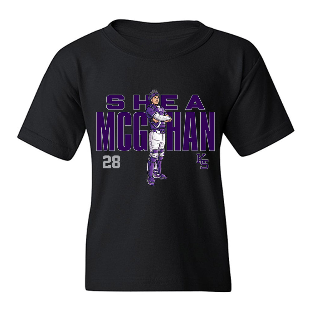 Kansas State - NCAA Baseball : Shea McGahan - Caricature Youth T-Shirt-0