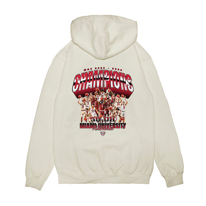 Miami of Ohio - NCAA Men's Basketball : MAC '25-'26 Champions Team Collage Premium Hooded Sweatshirt-1