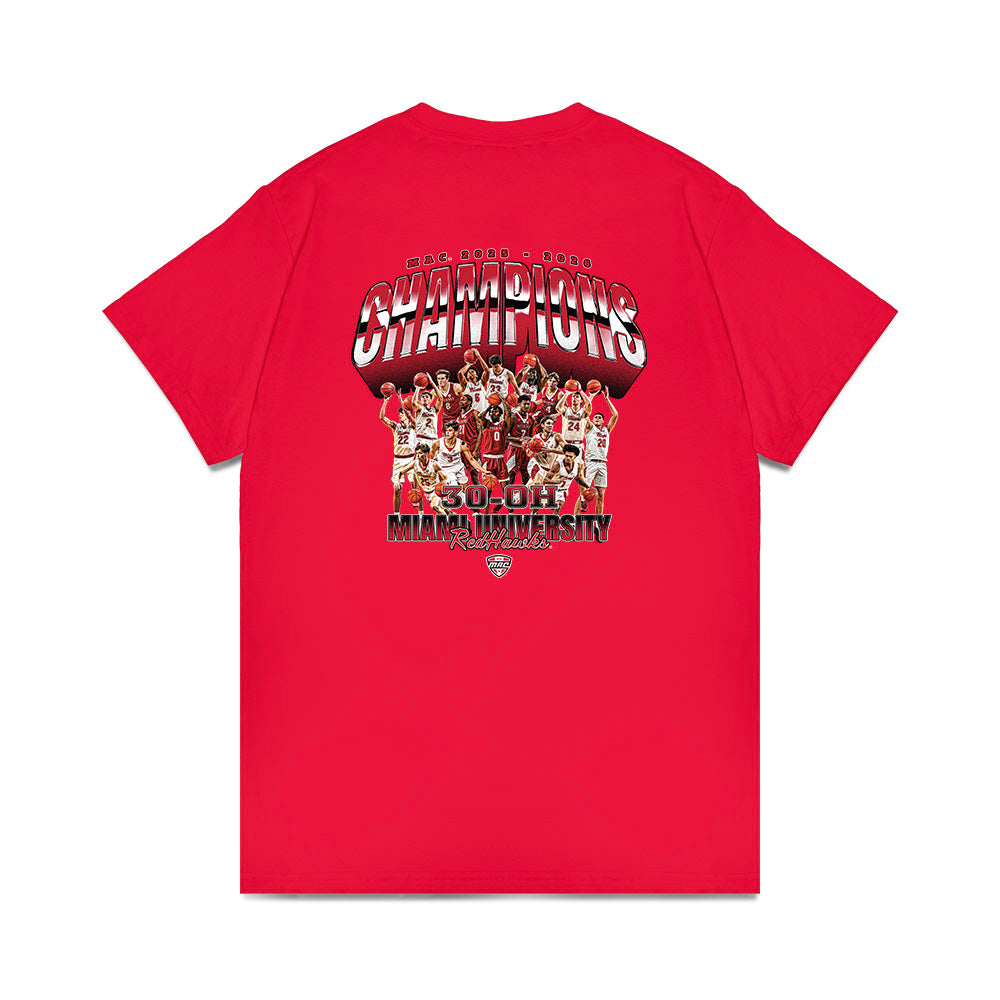 Miami of Ohio - NCAA Men's Basketball : MAC '25-'26 Champions Team Collage Comfort Colors T-Shirt-1