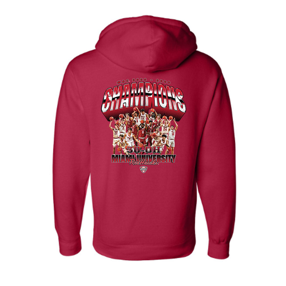 Miami of Ohio - NCAA Men's Basketball : MAC '25-'26 Champions Team Collage Hooded Pullover Sweatshirt-1