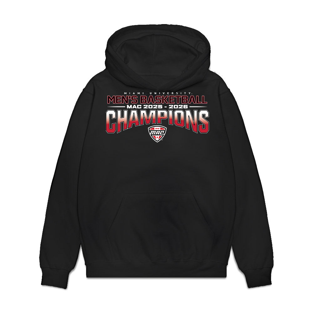 Miami of Ohio - NCAA Men's Basketball : MAC '25-'26 Champions Team Collage Premium Hooded Sweatshirt-0