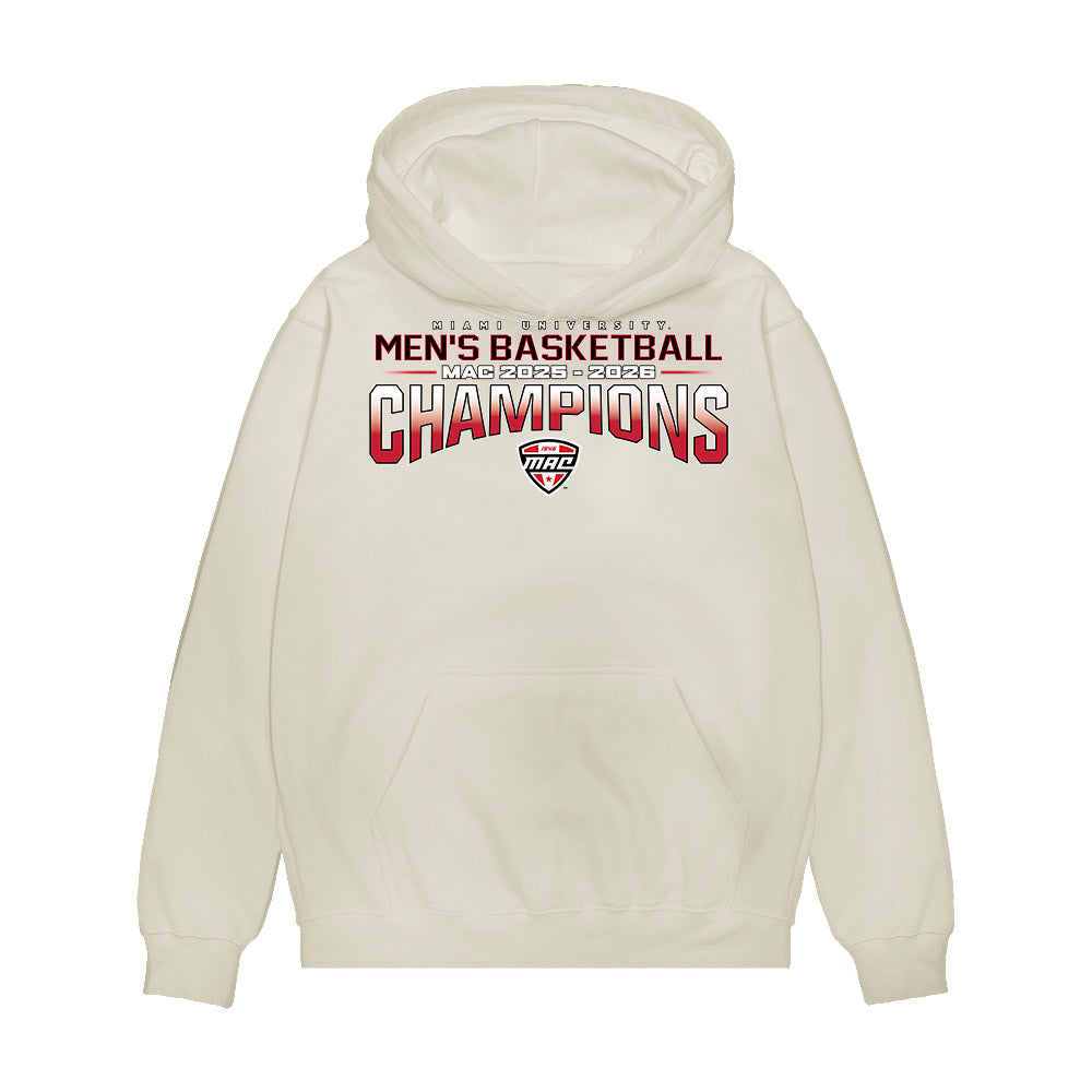 Miami of Ohio - NCAA Men's Basketball : MAC '25-'26 Champions Team Collage Premium Hooded Sweatshirt-0