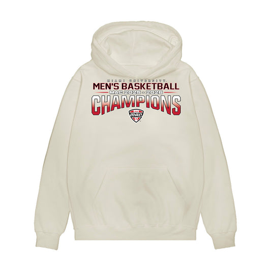 Miami of Ohio - NCAA Men's Basketball : MAC '25-'26 Champions Team Collage Premium Hooded Sweatshirt-0