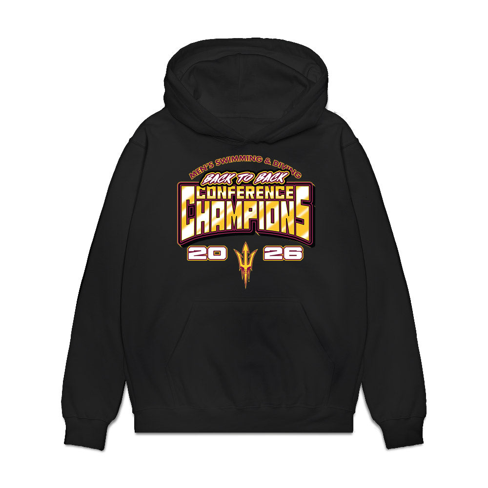 Arizona State - NCAA Men's Swimming & Diving : Jake Mason - Conference Champions Premium Hooded Sweatshirt-0