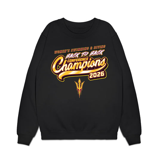 Arizona State - NCAA Women's Swimming & Diving : Lia Csulak - Back to Back Conference Champions Premium Crewneck Sweatshirt-0