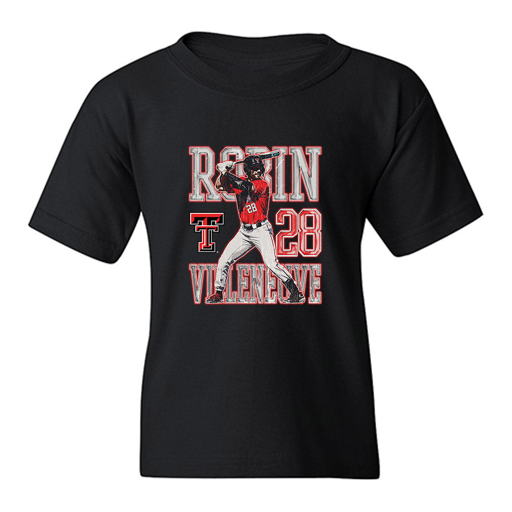 Texas Tech - NCAA Baseball : Robin Villeneuve - Collage Youth T-Shirt-0