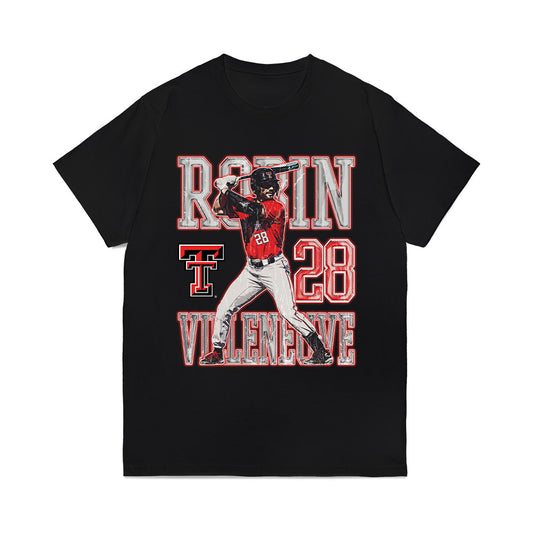 Texas Tech - NCAA Baseball : Robin Villeneuve - Collage Comfort Colors T-Shirt-0