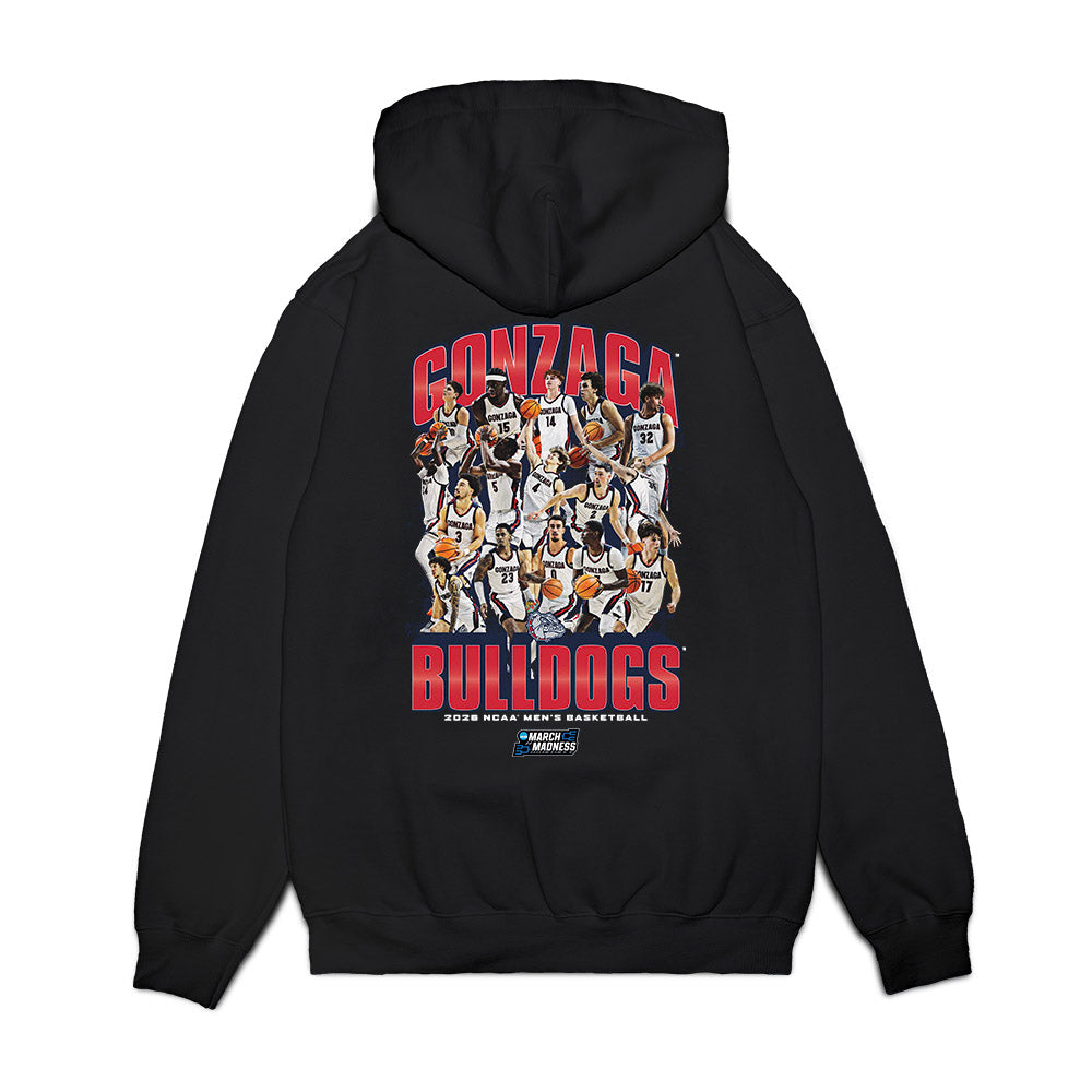 Gonzaga - NCAA Men's Basketball : NCAA® March Madness® 2026 Team Collage Premium Hooded Sweatshirt-1