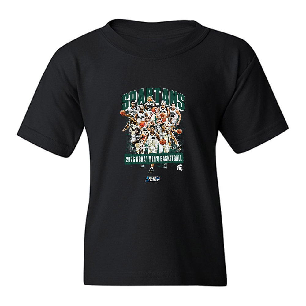 Michigan State - NCAA Men's Basketball : NCAA® March Madness® 2026 Team Collage Youth T-Shirt-0