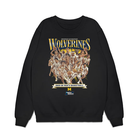 Michigan - NCAA Men's Basketball : NCAA® March Madness® 2026 Team Collage Premium Crewneck Sweatshirt-0