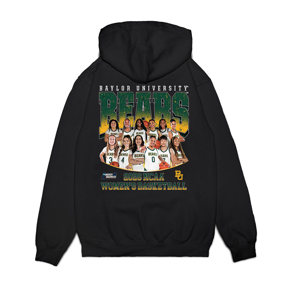 Baylor - NCAA Women's Basketball : - NCAA® March Madness® 2026 Team Collage Premium Hooded Sweatshirt-1