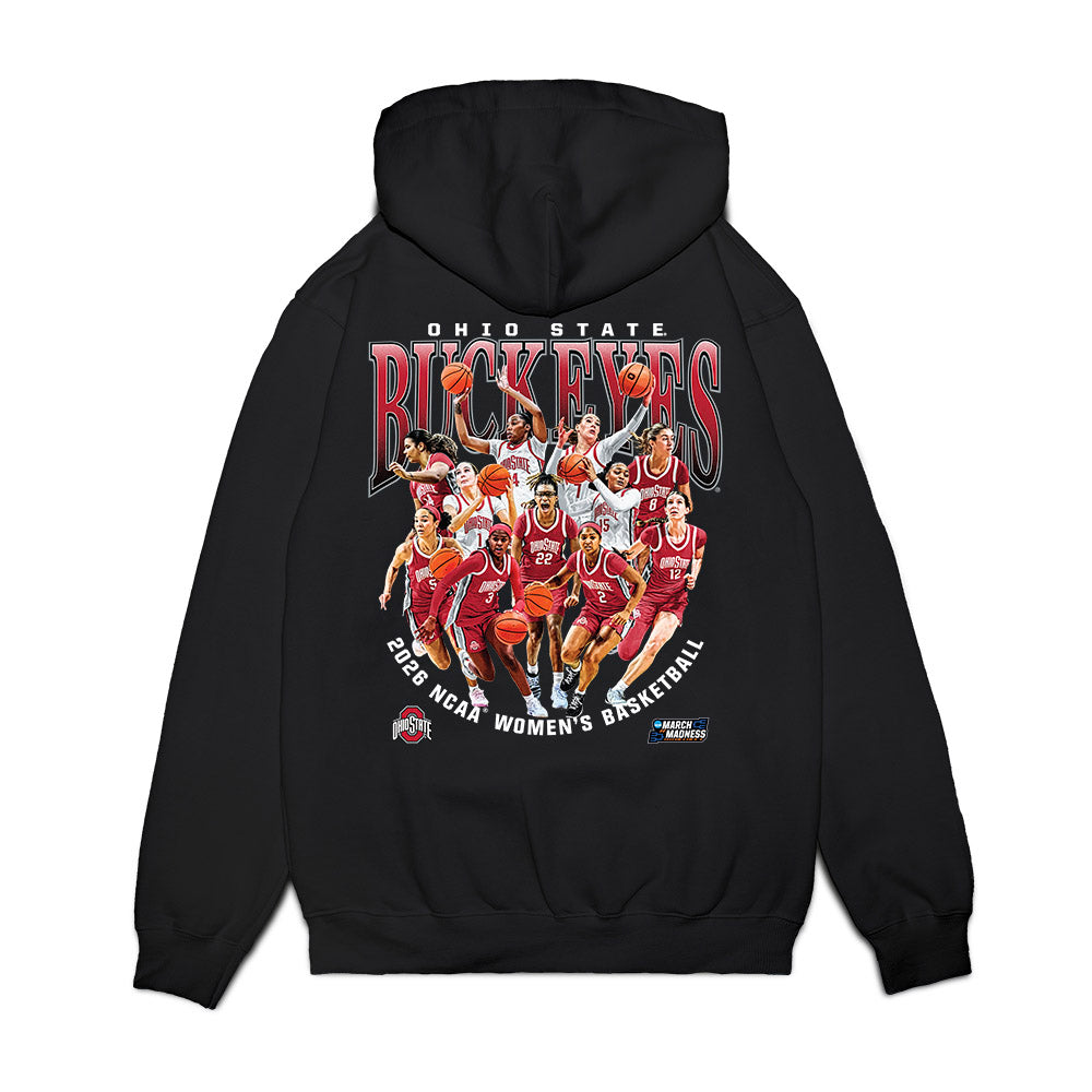 Ohio State - NCAA Women's Basketball : NCAA® March Madness® 2026 Team Collage Premium Hooded Sweatshirt-1