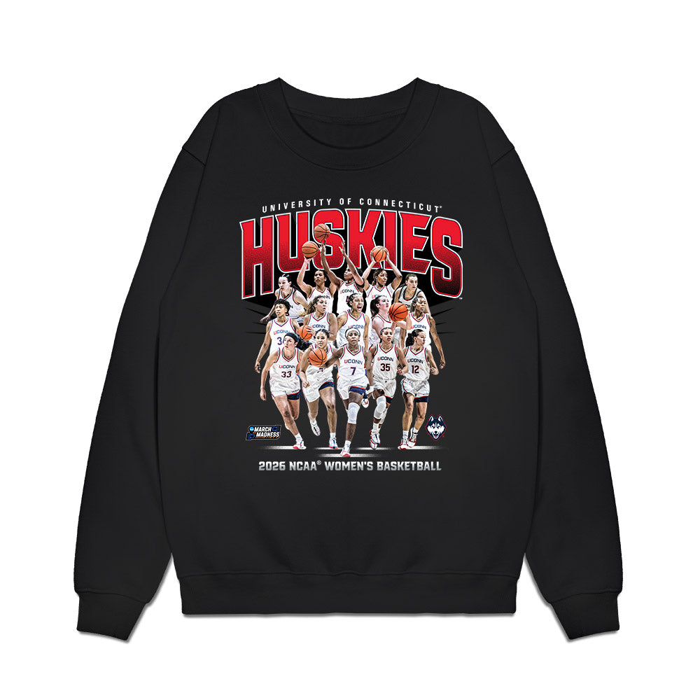 UConn - NCAA Women's Basketball : - NCAA® March Madness® 2026 Team Collage Premium Crewneck Sweatshirt-0