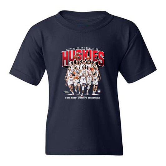 UConn - NCAA Women's Basketball : NCAA® March Madness® 2026 Team Collage Youth T-Shirt-0