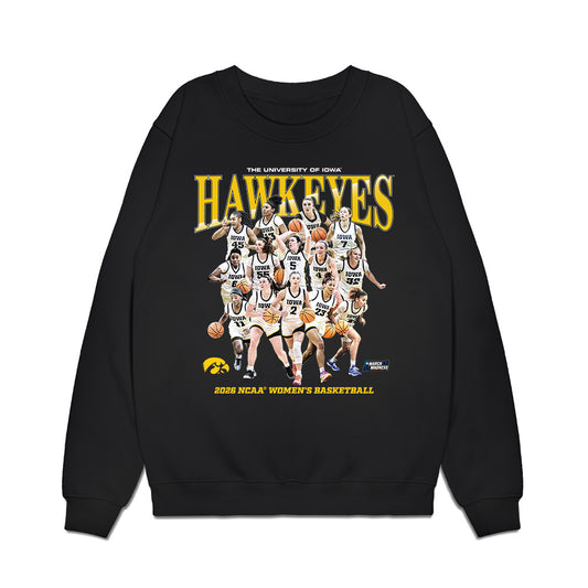 Iowa - NCAA Women's Basketball : - NCAA® March Madness® 2026 Team Collage Premium Crewneck Sweatshirt-0