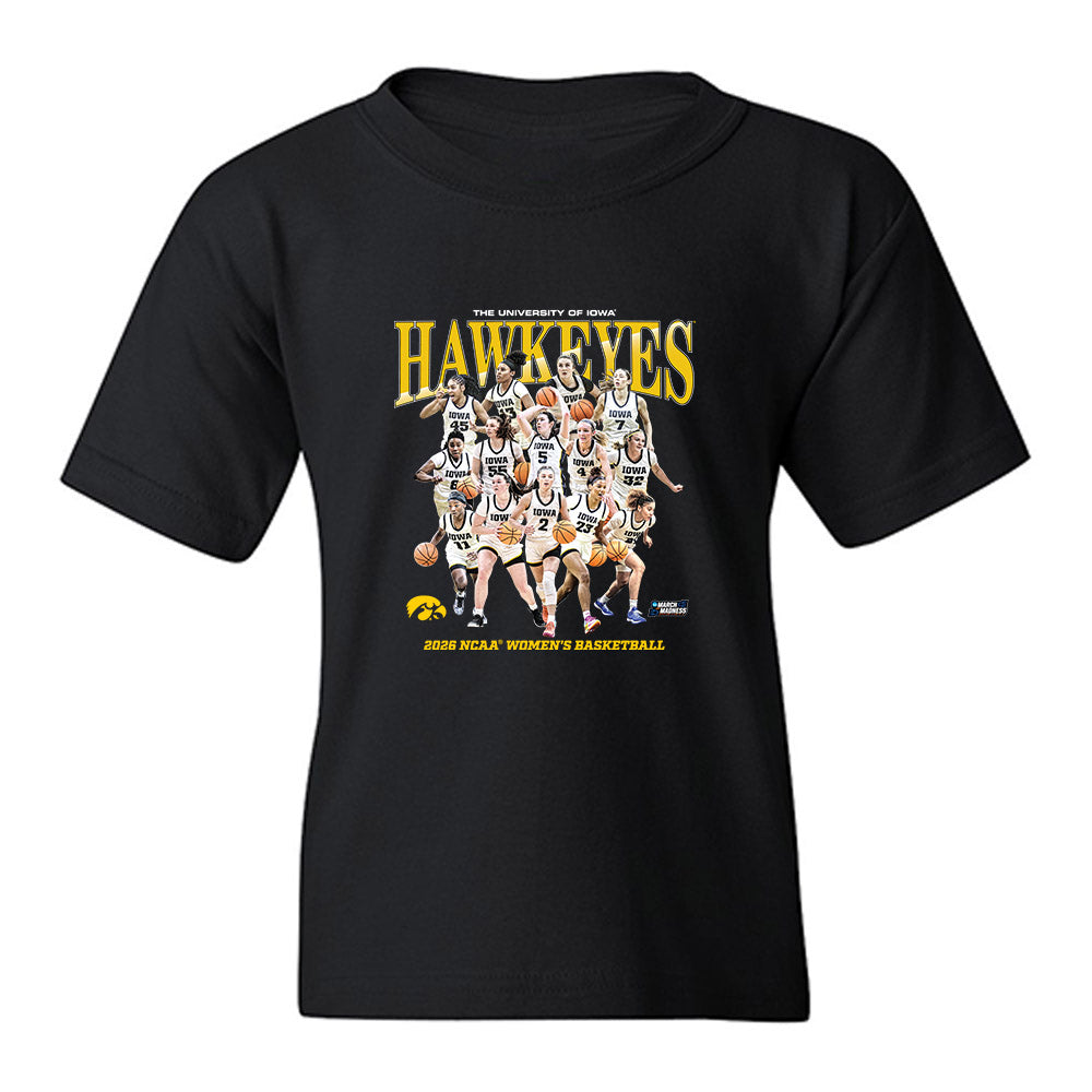 Iowa - NCAA Women's Basketball : NCAA® March Madness® 2026 Team Collage Youth T-Shirt-0