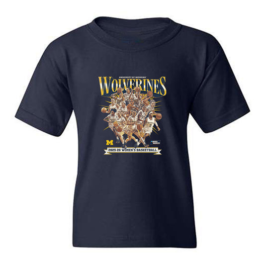 Michigan - NCAA Women's Basketball : - NCAA® March Madness® 2026 Team Collage Youth T-Shirt-0