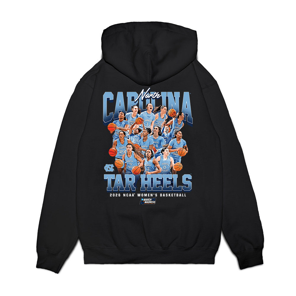 UNC - NCAA Women's Basketball : NCAA® March Madness® 2026 Team Collage Premium Hooded Sweatshirt-1