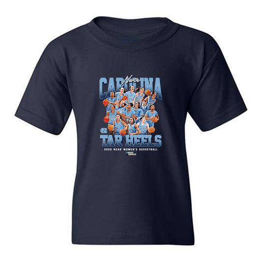 UNC - NCAA Women's Basketball : NCAA® March Madness® 2026 Team Collage Youth T-Shirt-0