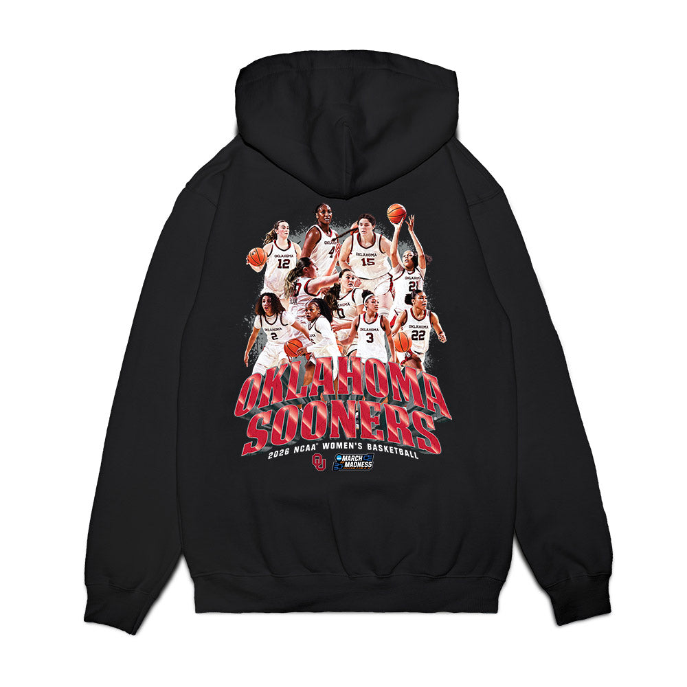 Oklahoma - NCAA Women's Basketball : NCAA® March Madness® 2026 Team Collage Premium Hooded Sweatshirt-1