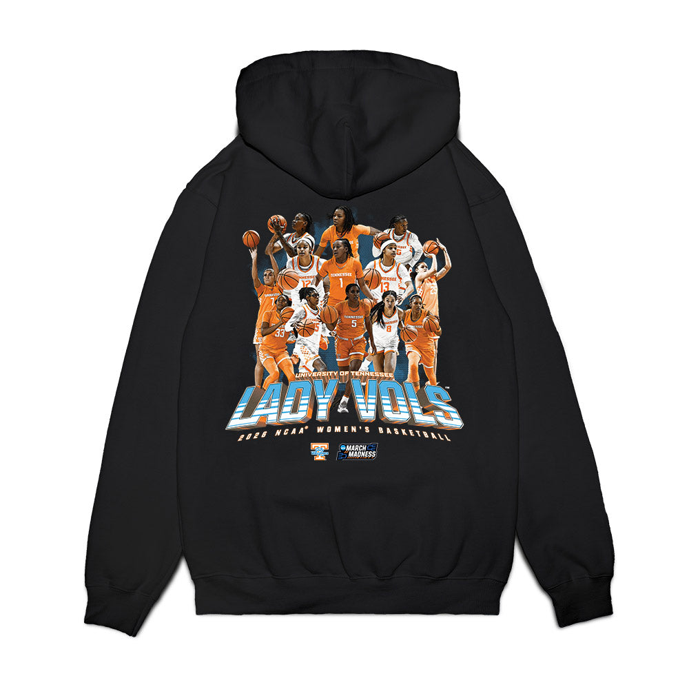 Tennessee - NCAA Women's Basketball : NCAA® March Madness® 2026 Team Collage Premium Hooded Sweatshirt-1