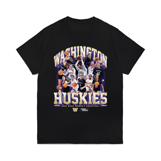 Washington - NCAA Women's Basketball : NCAA® March Madness® 2026 Team Collage Comfort Colors T-Shirt-0