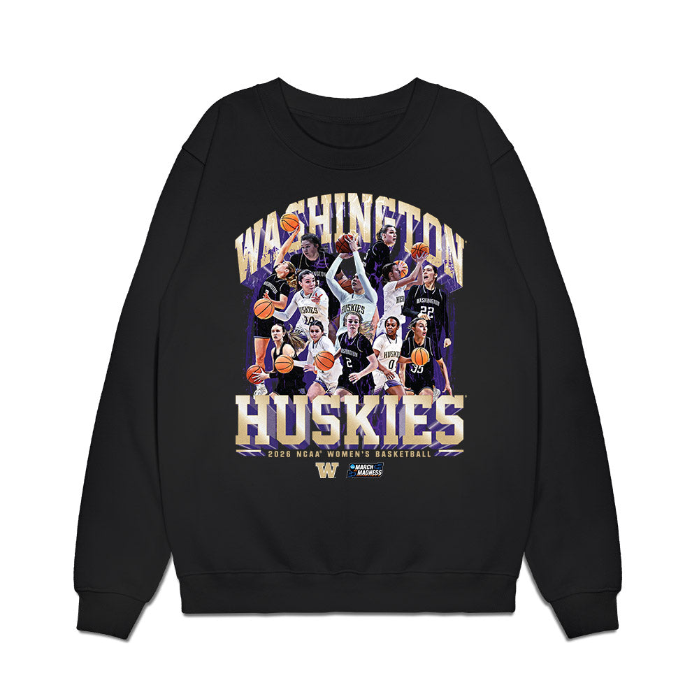 Washington - NCAA Women's Basketball : NCAA® March Madness® 2026 Team Collage Premium Crewneck Sweatshirt-0
