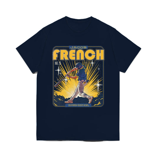 UC Berkeley - NCAA Baseball : Jacob French - Card Inspired Comfort Colors T-Shirt-0
