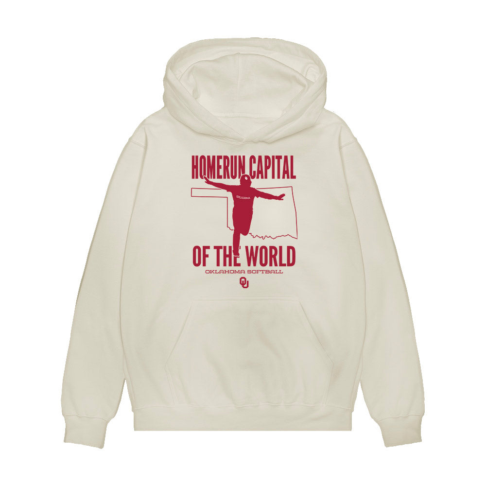 Oklahoma - NCAA Softball : Kendall Wells - Homerun Capital Of the World Premium Hooded Sweatshirt-0