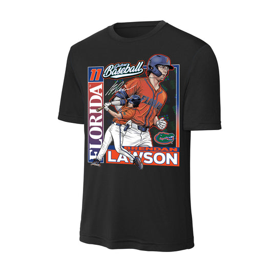 Florida - NCAA Baseball : Brendan Lawson - Card Caricature Activewear T-Shirt-0
