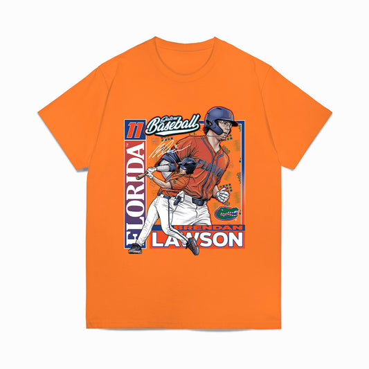 Florida - NCAA Baseball : Brendan Lawson - Card Caricature Comfort Colors T-Shirt-0