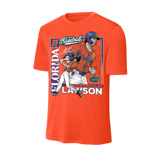 Florida - NCAA Baseball : Brendan Lawson - Card Caricature Activewear T-Shirt-0