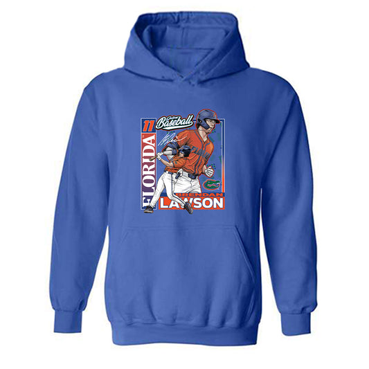 Florida - NCAA Baseball : Brendan Lawson - Card Caricature Hooded Sweatshirt-0