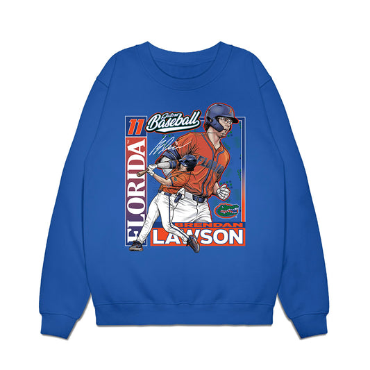 Florida - NCAA Baseball : Brendan Lawson - Card Caricature Premium Crewneck Sweatshirt-0