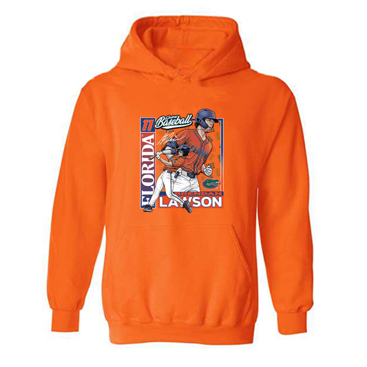 Florida - NCAA Baseball : Brendan Lawson - Card Caricature Hooded Sweatshirt-0